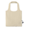 Faltbare Einkaufstasche aus Baumwolle mit kurzen Henkeln und Kordelzug an der Tasche. 105 g/m². Produziert nach einem zertifizierten Standard für die Verwendung von Schadstoffen in Textilien.-Beige-8719941041288