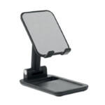 Faltbarer Halter für Smartphone oder Tablet aus ABS-Material und rutschfester Unterseite. Ermöglicht dem Benutzer
