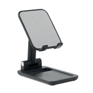 Faltbarer Halter für Smartphone oder Tablet aus ABS-Material und rutschfester Unterseite. Ermöglicht dem Benutzer
