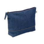 Kosmetiktasche aus 50 % Denim und 50 % recycelter Baumwolle mit Reißverschluss. 250 g/m².-Blau-8719941055810