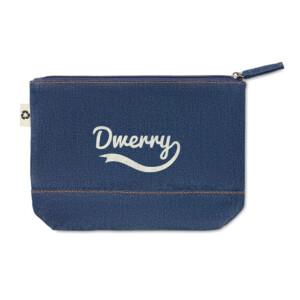 Kosmetiktasche aus 50 % Denim und 50 % recycelter Baumwolle mit Reißverschluss. 250 g/m².-Blau-8719941055810-5