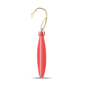 Flache Weihnachtskugel aus PP mit Metallic-Finish und Bandaufhänger.-Rot-8719941000148-1