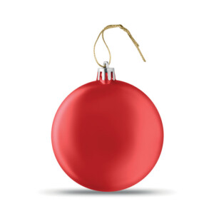Flache Weihnachtskugel aus PP mit Metallic-Finish und Bandaufhänger.-Rot-8719941000148