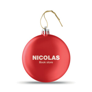 Flache Weihnachtskugel aus PP mit Metallic-Finish und Bandaufhänger.-Rot-8719941000148-5