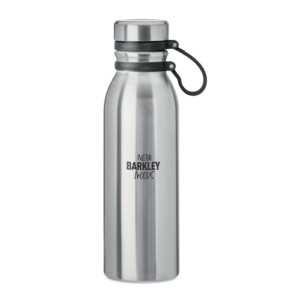 Doppelwandige Edelstahlflasche mit Silikongriff für einfachen Transport. BPA-frei. Anti-Leck. Fassungsvermögen: 600 ml. Anti-Leck.-Silber matt-8719941049468-5
