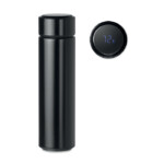 Doppelwandige Isolierflasche aus Edelstahl. Einschließlich eines Touch-LED-Thermometers auf dem Deckel und eines Teesiebs im Inneren. 1 Batterie CR 2450. Wasserdicht. Fassungsvermögen 450ml. Anti-Leck.-Schwarz-8719941045248