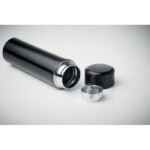 Doppelwandige Isolierflasche aus Edelstahl. Einschließlich eines Touch-LED-Thermometers auf dem Deckel und eines Teesiebs im Inneren. 1 Batterie CR 2450. Wasserdicht. Fassungsvermögen 450ml. Anti-Leck.-Schwarz-8719941045248-3