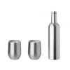 Set bestehend aus einer 750 ml doppelwandigen Edelstahlflasche und 2 x 350 ml doppelwandigen Edelstahlbechern. Anti-Leck.-Silber matt-8719941050020