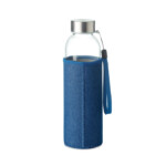 Glasflasche mit Neoprenbeutel in Denim-Optik. Fassungsvermögen: 500 ml. Nicht geeignet für kohlensäurehaltige Getränke. Anti-Leck.-Blau-8719941052192-1
