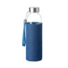 Glasflasche mit Neoprenbeutel in Denim-Optik. Fassungsvermögen: 500 ml. Nicht geeignet für kohlensäurehaltige Getränke. Anti-Leck.-Blau-8719941052192