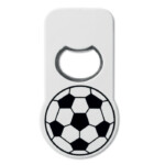 ABS-Flaschenöffner mit Aufdruck mit einem bedruckten Fußball auf der Oberseite und einem Magneten auf der Rückseite.-Weiß-8719941021075-1