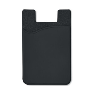 Kartenhalter aus Silikon mit Klebeband zur Befestigung auf der Rückseite des Smartphones.-Schwarz-8719941024854