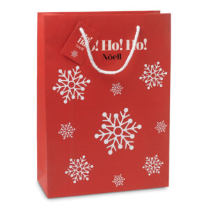 Elegante Geschenktüte aus Papier mit Schneeflockenmuster. Kleine Nachrichtenkarte enthalten. Großes Modell.-Rot-8719941012714-5