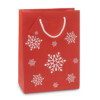 Elegante Geschenktüte aus Papier mit Schneeflockenmuster. Kleine Nachrichtenkarte enthalten. Mittleres Modell.-Rot-8719941012707