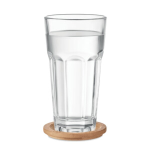 Wiederverwendbarer Glasbecher mit Bambusdeckel