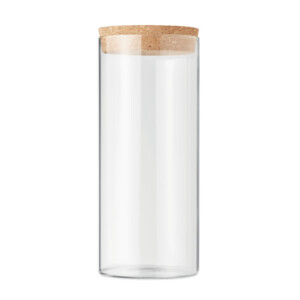 Vorratsdose aus Borosilikatglas mit Korkdeckel. Fassungsvermögen: 1 Liter.-Transparent-8719941053489-1