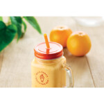 Glaskrug mit Griff und Deckel aus Aluminium. Inklusive PP-Strohhalm. Fassungsvermögen 450ml.-Orange-8719941039728-5