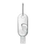Handreinigungsgel in wiederbefüllbarer PET-Flasche mit Flip-Cap und Karabiner. Fassungsvermögen 30ml-Transparent-8719941050389