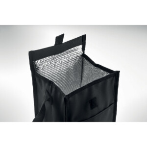 600D RPET isolierte Lunchtasche mit Vordertasche. 3L Fassungsvermögen. Isoliermaterial: 2 mm PE-Schaum mit Alufolie.-Schwarz-8719941056459-6