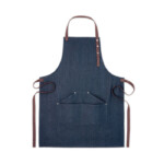 Verstellbare Küchenschürze mit 3 Vordertaschen aus 240 gr/m² Denim mit Baumwollbändern. Präsentiert in einer individuellen Box.-Blau-8719941053793-2