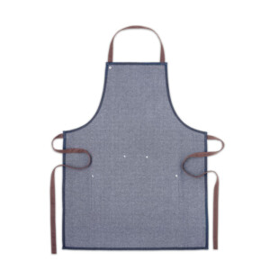 Verstellbare Küchenschürze mit 3 Vordertaschen aus 240 gr/m² Denim mit Baumwollbändern. Präsentiert in einer individuellen Box.-Blau-8719941053793-3