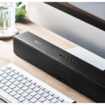ABS Wireless 5.0 Soundbar-Lautsprecher mit wechselndem Stimmungslicht und Telefonhalterung. Inklusive 2000 mAh Li-ION-Akku. Ausgangsdaten: 5W. Hörzeit: ca. 4 Stunden.-Schwarz-8719941054691-5