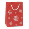 Elegante Geschenktüte aus Papier mit Schneeflockenmuster. Kleine Nachrichtenkarte enthalten. Kleines Modell.-Rot-8719941012691