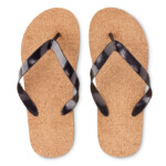 Flip Flops mit Korksohle und EVA-Untersohle und PVC-Riemen. Größe L entspricht 40-43.-Schwarz-8719941055513-2
