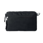 Kosmetiktasche mit doppeltem Reißverschluss. 600D RPET mit PU-Innenfutter.-Schwarz-8719941051027-1