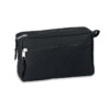Kosmetiktasche mit doppeltem Reißverschluss. 600D RPET mit PU-Innenfutter.-Schwarz-8719941051027