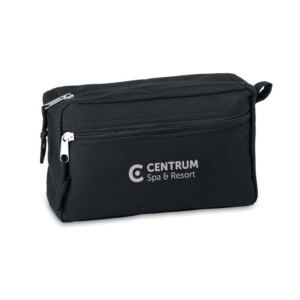 Kosmetiktasche mit doppeltem Reißverschluss. 600D RPET mit PU-Innenfutter.-Schwarz-8719941051027-5