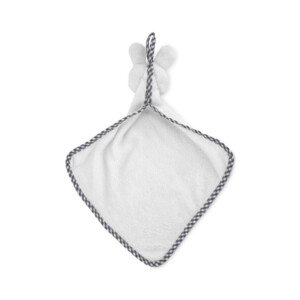 Plüsch-Babyhandtuch aus Velours-Polyester mit Hase oben drauf. 180gr/m².-Weiß-8719941044746-3