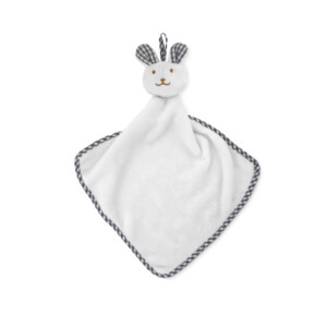 Plüsch-Babyhandtuch aus Velours-Polyester mit Hase oben drauf. 180gr/m².-Weiß-8719941044746