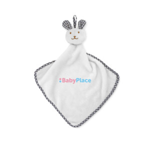 Plüsch-Babyhandtuch aus Velours-Polyester mit Hase oben drauf. 180gr/m².-Weiß-8719941044746-5