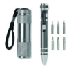 Set 2 Werkzeug: 9 LED-Taschenlampe und Schraubendreher mit 6 stiftförmigen Köpfen. 3 AAA-Batterien ausgeschlossen. Präsentiert in einem schwarzen Karton.-Titan-8719941005938