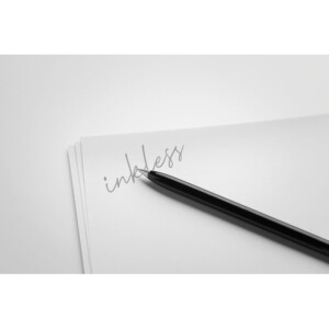 Langlebiger tintenloser Stift aus Aluminium. Der Stift schreibt dank der Spitze aus einer Metalllegierung. (Bleistifteffekt)-Schwarz-8719941052628-6