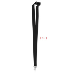 Lanyard mit Metallhaken und Sicherheitsschlaufe. Breite 20mm.-Schwarz-8719941036987