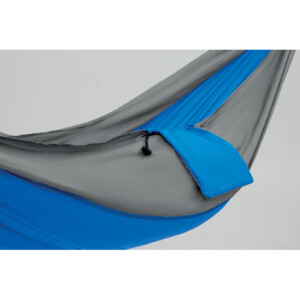 robuste Nylon-Hängematte. Für eine einfache Handhabung sind das Gurtband und die Karabiner im Lieferumfang enthalten. Diese Hängematte kann bis zu 200 kg tragen.-Königsblau-8719941035058