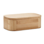 Lunchbox aus Bambus mit herausnehmbarer Trennwand und elastischem Nylonband. Darf nur Trockenfutter enthalten. Fassungsvermögen: 1 Liter.-Holz-8719941055186-2