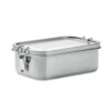 Lunchbox aus Edelstahl mit stabilen seitlichen Schnallen für perfekten Verschluss. Fassungsvermögen 750ml.-Silber matt-8719941049451