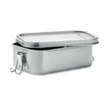 Lunchbox aus Edelstahl mit stabilen seitlichen Schnallen für perfekten Verschluss. Fassungsvermögen 750ml.-Silber matt-8719941049451-3
