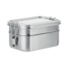 Lunchbox aus Edelstahl 2 Fächer mit starken und sicheren Seitenverschlüssen. Fassungsvermögen 1200ml.-Silber matt-8719941052604