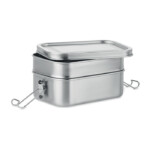 Lunchbox aus Edelstahl 2 Fächer mit starken und sicheren Seitenverschlüssen. Fassungsvermögen 1200ml.-Silber matt-8719941052604-3