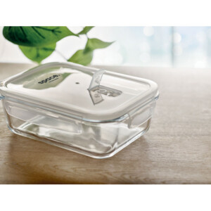 Lunchbox aus Borosilikatglas mit Verschlussdeckel aus PP. Geeignet für Mikrowellen. Fassungsvermögen 900ml.-Transparent-8719941049109-5