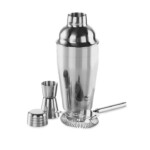 Messbecher aus Metall und kleinem Sieb.-glänzendes Silber-8719941005266