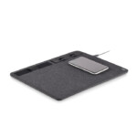 Multifunktionales zweifarbiges Mauspad aus 300D RPET-Polyester mit 10-W-Schnellladefunktion und Telefonhalterung. Ausgang: DC 9 V/1