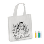 Mini-Vlies-Einkaufstasche zum Ausmalen 80 g/m² und Marker.-Weiß-8719941027770