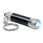 Mini-Aluminium-Taschenlampe mit 1 LED und Schlüsselanhänger. 4 LR44-Batterien enthalten.-Schwarz-8719941006133-1