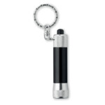 Mini-Aluminium-Taschenlampe mit 1 LED und Schlüsselanhänger. 4 LR44-Batterien enthalten.-Schwarz-8719941006133