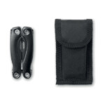 Klappbares Edelstahl-Multitool mit Edelstahlzange. 9 Funktionen. Inklusive Tasche aus 600D Polyester.-Schwarz-8719941031067